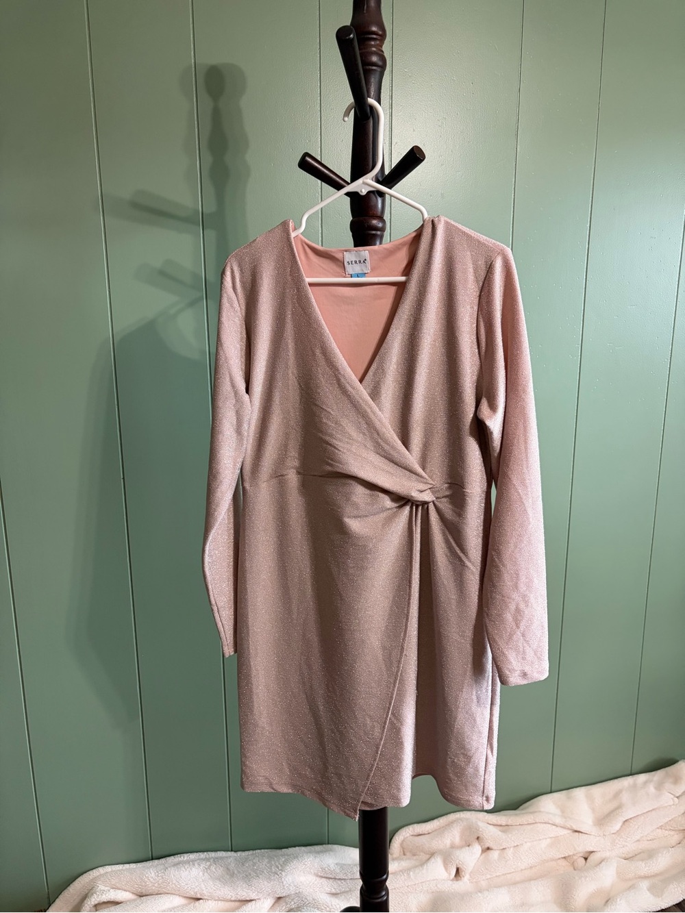 Serra Dusty Pink Long-Sleeve Wrap Dress